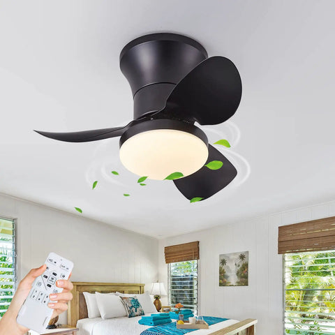 21 Inch Ceiling Fan With Lights And Remote Matte Black Smart App Control Metal Blades Dimmable LEDs Adjustable Brightness And Color Temperature