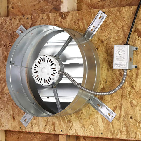 Gable Mount Attic Ventilator With 14 Inch Blade And 2.6 Amp Motor, Thermostat Controlled Exhaust Fan For Up To 1850 Sq Ft