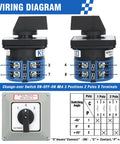 Heavy Duty 40A Rotary Changeover Switch With Box 660V 3 Position 2 Pole 8 Terminals wiring diagram