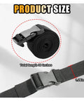 Heavy Duty 39 Inch Adjustable Car Battery Box Tie Down Straps 2 Pack rolled strap with plastic buckle showing size details.