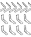 20 Pack Stainless Steel L Shaped Brackets For Furniture Frames And Wood Shelves With Slotted Design, Right Angle Corner Brackets