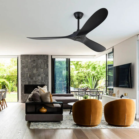 60 Inch 3 Blade Walnut Wood Ceiling Fan No Light With Remote Noiseless Reversible DC Motor For Indoor Outdoor Use Farmhouse Patio