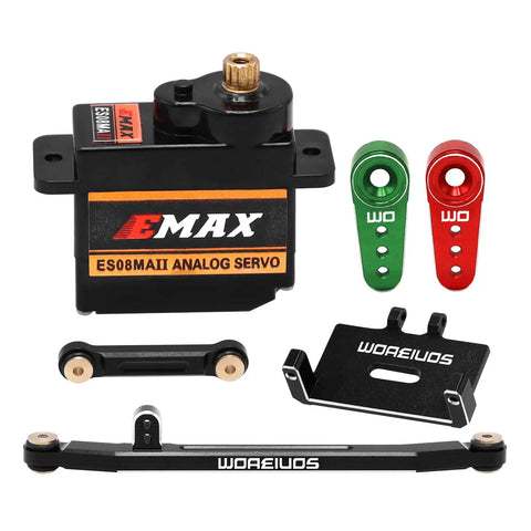 Emax ES08MAII 12g RC Servo With Metal Gear For Axial SCX24 Upgrade Kit Includes Mount Bracket Arm And Steering Link Set