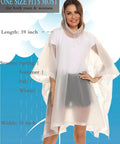 Model wearing 2 Pack Reusable Adult Rain Ponchos Emergency Waterproof Rain Coat With Drawstring Hood Heavy Duty EVA Gear.