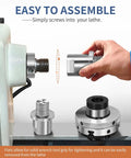 Precision Hardened Steel Woodworking Lathe Headstock Spindle Adapter being attached to lathe for 3/4 to 1 inch chuck swap.