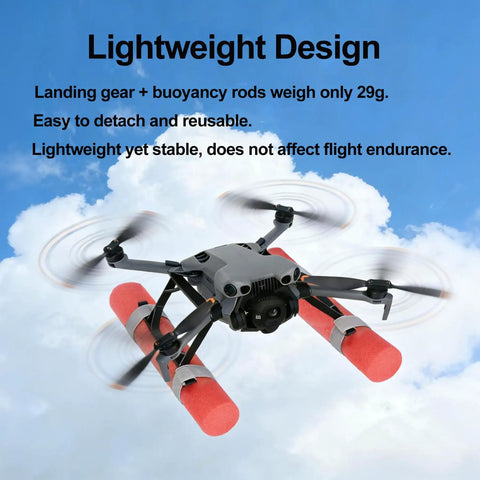 Water Landing Gear For DJI Mini 5 Pro Floating Skid Buoyancy Rod Kit Drone flying with orange rods in sky