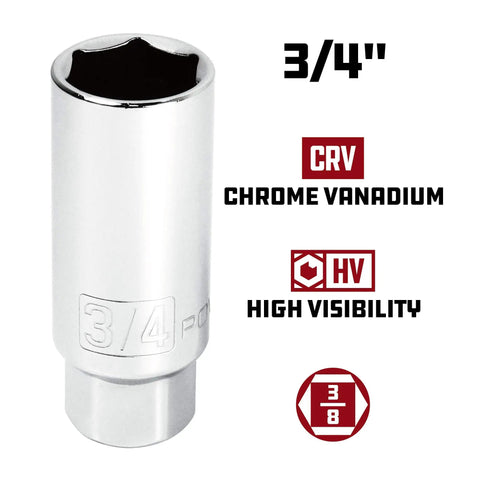 Three Eighth Inch Drive Spark Plug Socket Set Six Point Deep Thin Wall Five Piece Metric And SAE Chrome Vanadium Gray Finish For Broad Vehicle Coverage