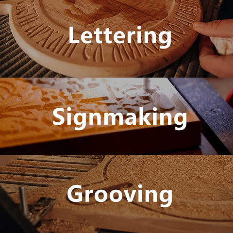 Image showing lettering, signmaking, and grooving with 90 Degree V Groove And Round Nose Router Bit Set for 1/4 inch shank.