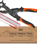 Heavy Duty Revolving Hole Punch Kit With Six Size Heads Steel Ruler And File For Belts Watch Straps Saddles Shoes And DIY Crafts