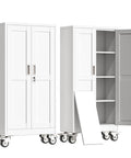 Rolling Metal Garage Storage Cabinet With Locking Doors And Wheels Tough As Nails Tool Locker With 3 Adjustable Shelves For Garage Office Home Or Gym White