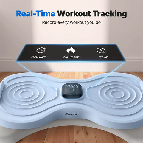 Get Shredded Core Workouts On Noiseless Waist Twister Machine Featuring Digital Counter showing digital display and timer.