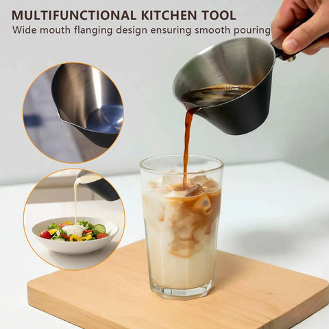 Stainless Steel Espresso Shot Cup With Built In Scale For Precise Measuring In Milliliters And Ounces Dual Scale Wide Mouth Pouring