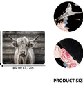 Absorbent Coffee Machine Mat for Kitchen Countertop 11.8 by 17.7 Inches Non Slip Drain Mat With Grip Top showing bull design and dimensions