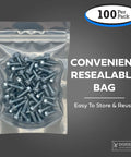 License Plate Screws Size Fourteen By Three Quarter Inch Slotted Hex Head For Vehicles Pack Of 100 in resealable bag