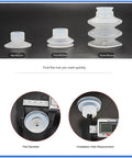 Industrial Pneumatic Vacuum Suction Cup For Manipulators, VAPH 15 20 30 40C Air Nozzle Accessory, measuring different bellows sizes.