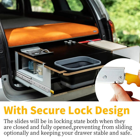 Heavy Duty Locking Drawer Slides Full Extension Runners With Lock 12 To 60 Inch Side Mount Rails For Drawers Up To 493 Lb Per Pair Built From Beefy High Strength Steel For Heavy Cabinets Tool Chests And Industrial Drawers installed in camper drawer slide system