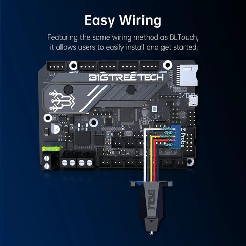 MicroProbe V2 Auto Bed Leveling Sensor Kit with bracket featuring BigTreeTech wiring for 3D printers
