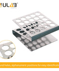 Sturdy Z Shape Stainless Steel Test Tube Rack Kit With 10 16ml Borosilicate Glass Tubes And Flange Stoppers, Alphanumeric Indexing