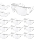 Clear Safety Glasses Over Eyeglasses 12 Pack Anti Fog Scratch Resistant Eyewear with wraparound polycarbonate frame