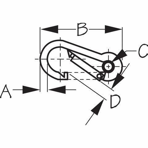 Diagram of Snap With Eye Insert 3-1/8 Inch Formed 316 Stainless Steel Marine Hardware Built Tough For Boat Rigging