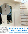 Installed Lemecima 6-pack marine-grade stainless steel boat hatch hinges, 316, 2x2 in or 1-1/2x1-1/2 in