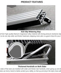 Electric Remote Control Attic Ladder With Hassle Free Pull Down Operation Slick Retractable Loft Staircase For Low Ceilings Heavy Duty Aluminum Build showing anti-slip widening step and thickened handrails.