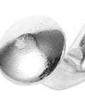 Close-up of heavy duty metal safety latch pin's large flat head for pallet racks and shelving systems