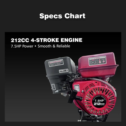 Close-up of 212cc 4-stroke gas engine for 212cc Gas Powered Go Kart With CVT Belt Drive And 420 Chain Up To 45 MPH Hydraulic Rear Disc Brake