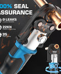 18V Cordless Hydraulic Pro Press Tool With 22kN Crimp Force For Copper Pipe Half Inch Three Quarter Inch And One Inch, 180° head
