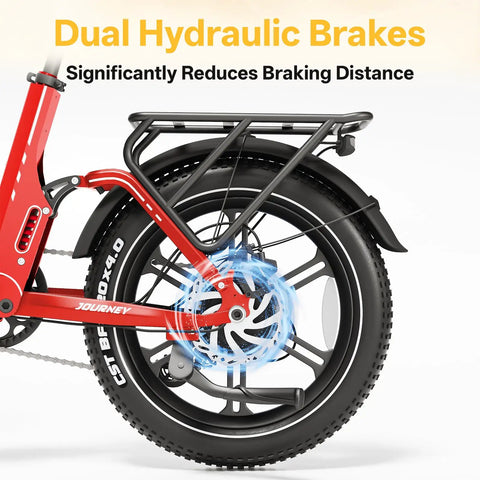 Rear wheel of Foldable Electric Bike For Adults With 7 Speed 20x4 Fat Tires 1500W Peak Top Speed 28 MPH 960Wh Removable Battery LG High Capacity