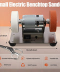 Heavy Duty 96 Watt Mini Belt Sander With Seven Speed Dials And Beefy Copper Motor For Fast Wood And Metal Finishing Compact Benchtop Grinder A Real Sweet Little Powerhouse That Really Knows How To Get Things Done, showing sleek design and motor components.