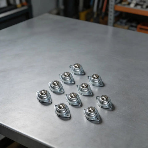 Heavy Duty Galvanized Steel Ball Wheel Casters Delivering Rock Solid Sixty Six Pound Capacity With Smooth 360 Degree Flex Swivel Action for shop carts.