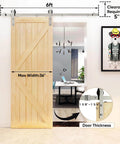 6 Ft Brushed Nickel Sliding Barn Door Hardware Kit With Smooth Quiet Hanger Rollers, easy to install on wooden door, front view