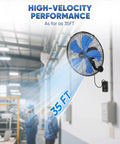 Beast Mode 18 Inch Wall Mount Industrial Oscillating Fan With 3 Speed Settings, High Velocity Air Up To 4200 CFM in workshop