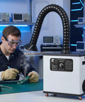 Heavy Duty Laser Fume Extractor With Kickin 212 Cubic Feet Per Minute Suction And Top Shelf Air Purification For Compact Workshop Gear supporting under five hundred watt laser cutters with flexible hose.