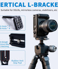 DSLR L Bracket Quick Release Plate With Vertical And Horizontal Switching Arca Compatible on tripod with camera