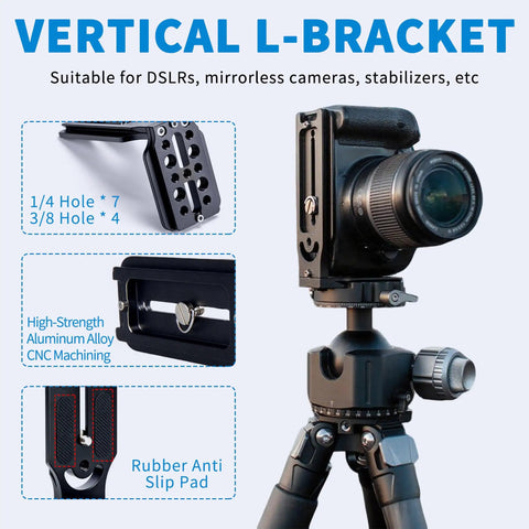 DSLR L Bracket Quick Release Plate With Vertical And Horizontal Switching Arca Compatible on tripod with camera