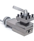 Heavy Duty Quick Change Tool Post Holder For Metal Lathe And Mini Lathe Workbench With 90mm Stroke Precision Cast Iron Build, side view.