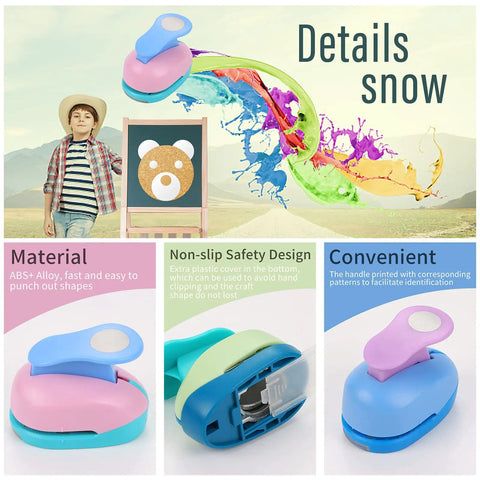 Colorful Set Of 3 Circle Punches 5 Eighths Inch 1 Inch And 1.5 Inch Round Punches for DIY paper crafts with ABS shell and features display.