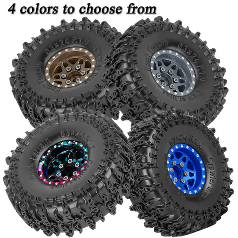 1.0 Inch Beadlock Wheel Set For SCX24 TRX4M RC Crawler Cars Aluminum Heavy Duty Rim, four colorful beadlock rims