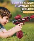 Grantley Electric Water Gun For Adults And Kids Featuring Rechargeable Automatic Squirt Blaster in use by child outdoors.