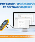 Two Channel K J T Thermocouple Data Logger With USB Temp Recorder And Dual Probes, Auto Report, 61440 Recordings, shown with PC report.