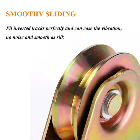 Heavy-duty V groove caster wheels for smooth sliding and vibration-free operation in inverted tracks, ideal for industrial use.