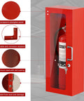 Wall Mount Fire Extinguisher Cabinet With Handle And Lock Red Heavy Duty Steel Storage Box For 10Lb Extinguisher Built To Last 24 Inch High 9 Inch Wide 6 Inch Deep Plexiglass Window Weatherproof Indoor Outdoor Use