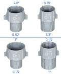 4 Pack Water Pipe Adapter Kit 1/2 To 1 Inch And 7/8 Inch Converters For G1/2 BSPP NPT SAE Threads, male to female fittings