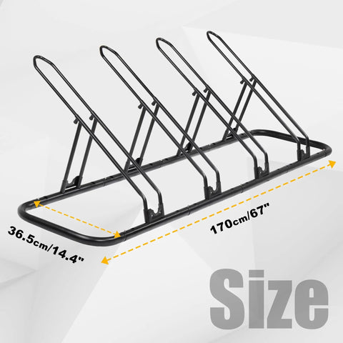 Go To Bike Floor Parking Rack For Indoor Garage Storage And Home Use Adjustable 4 Bike Capacity Stable Bike Stand with dimensions