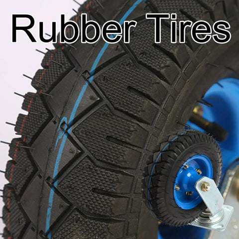 Close-up of Heavy Duty Caster Wheels With Pneumatic Rubber Tires Top Plate Swivel Double Ball Bearing 8 Inch or 10 Inch