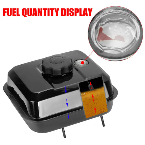 Gas Tank With Fuel Level Gauge Kit Built For Predator 212 And Clone Engines Six Point Five Horsepower 196cc 224cc GX160 GX200 Coleman CT200U