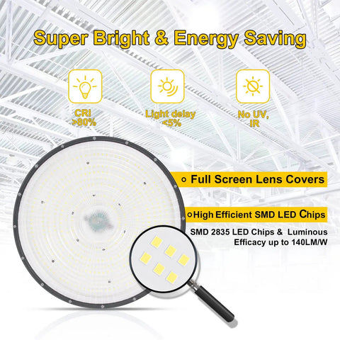 LED High Bay Light With Black Finish For Industrial Warehouses And Workshops Ultra Bright Energy Saving Ceiling Fixture with detailed view