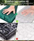 Comparison of durable seed starter tray material with clear, black, and green options for Seed Starter Tray With Grow Light Kit 80 Cells Humidity Dome 2 Pack Indoor Germination System With Adjustable Brightness For Strong Seedlings And No Fuss Transplanting.